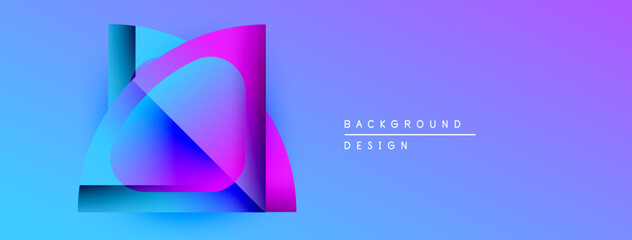 Poster - Abstract geometric design. Blue, purple gradients create layered shapes. Modern aesthetic, suitable for backgrounds, presentations.