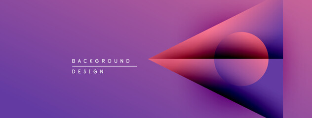 Poster - Abstract purple background features geometric shapes, gradients. Modern design elements create dynamic visual impact. Minimalist text present.