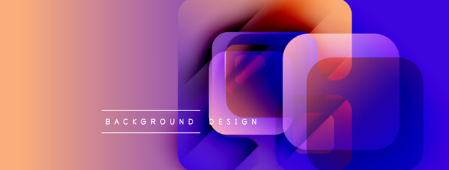 Aufkleber - Abstract geometric shapes overlap, creating vibrant color gradients. Peach, purple, blue hues dominate design. Minimalist style.