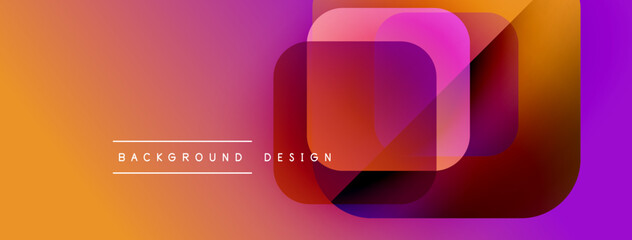 Aufkleber - Abstract geometric shapes overlap, creating vibrant gradient effect. Orange, pink, purple hues dominate design. Text reads background design.
