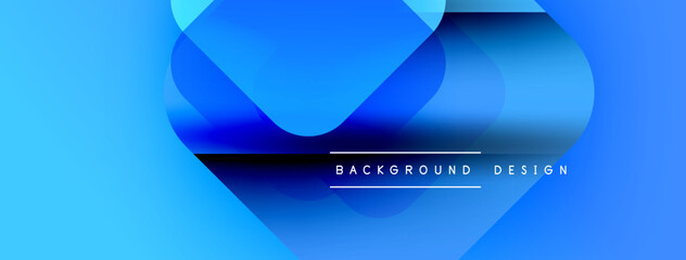 Aufkleber - Abstract blue shapes overlap, creating dynamic fluid design. Gradient colors suggest depth, modern aesthetic. Text reads background design.