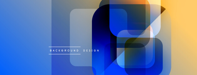 Leinwandbilder - Abstract geometric shapes overlap. Blue, orange gradients create modern background design. Minimalist style, clean lines present visual harmony.