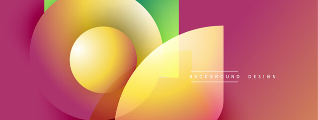 Aufkleber - Abstract colorful shapes overlap, creating vibrant gradient effect. Modern design suitable for backgrounds, presentations. Smooth transitions present dynamic composition.