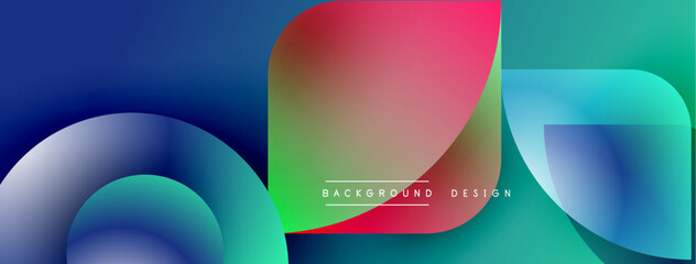 Aufkleber - Abstract fluid shapes, vibrant colors blend. Modern design, smooth gradients create dynamic composition. Background suggests innovation, energy.