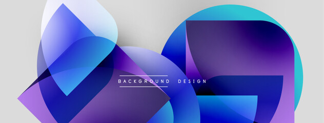 Leinwandbilder - Abstract shapes overlap, creating vibrant blue, purple gradients. Modern design elements suggest dynamic visual experience.