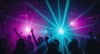 © madu hitam - Silhouettes of people partying in a vibrant nightclub with laser lights