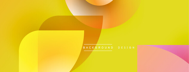 Leinwandbilder - Abstract yellow background. Overlapping shapes create dynamic visual effect. Gradient colors blend smoothly, offering modern aesthetic.