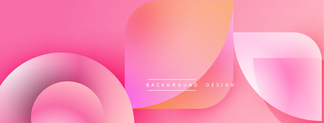 Leinwandbilder - Abstract pink background features overlapping curved shapes. Gradient colors create modern, fluid design. Minimalist aesthetic, soft hues.