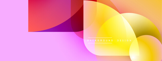 Leinwandbilder - Abstract colorful shapes overlap. Pink, red, yellow hues blend smoothly creating modern visual effect. Gradient transitions dominate composition.