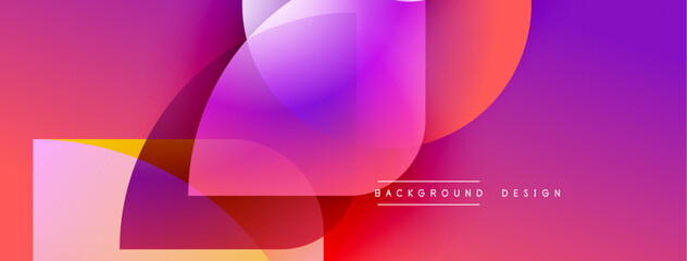 Leinwandbilder - Abstract colorful shapes overlap, creating dynamic visual effect. Gradient hues blend, forming modern background design.