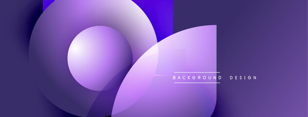 Aufkleber - Abstract purple gradients form overlapping circles, creating modern design. Text reads background design. Minimalist aesthetic.