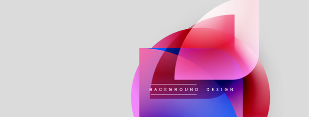 Leinwandbilder - Abstract colorful shapes overlap, creating dynamic visual effect. Background includes pink, blue, purple gradients. Text reads background design.