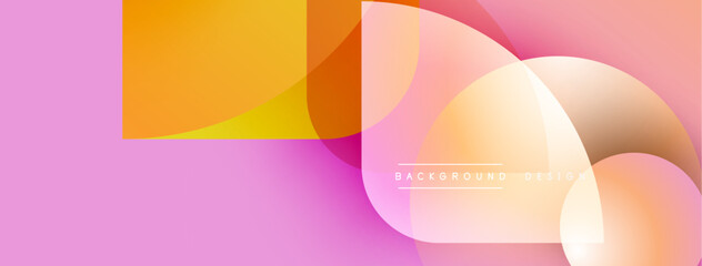 Leinwandbilder - Abstract shapes overlap, creating vibrant color gradients. Pink background complements orange, yellow hues. Modern design element.