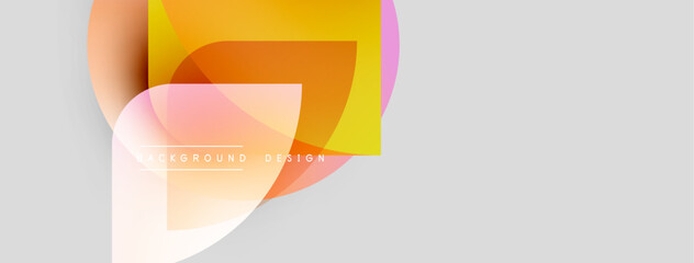 Leinwandbilder - Abstract shapes overlap, creating vibrant color gradients. Soft hues blend into light gray backdrop. Minimalist design suggests modern aesthetic.