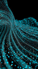 Wall Mural - abstract image of flowing teal strands with glowing particles, creating a dynamic and energetic visu