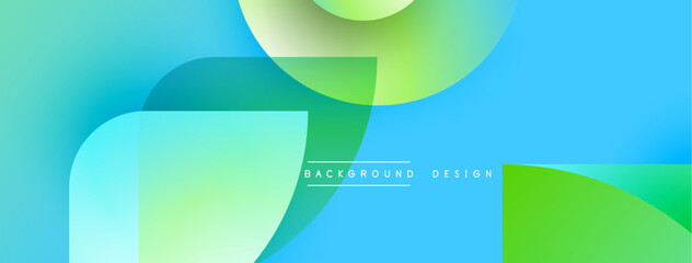 Fototapete - Abstract fluid shapes overlap. Blue, green hues dominate composition. Modern design element for backgrounds, banners. Simple, clean aesthetic.