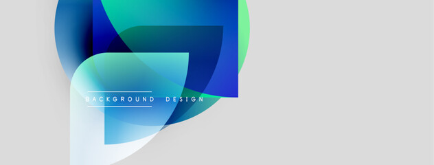 Leinwandbilder - Abstract fluid shapes, blue tones dominate. Gradient colors blend, creating modern background design. Minimalist aesthetic, light gray canvas.