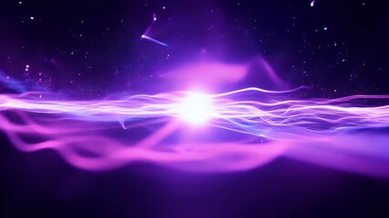 Wall Mural - Abstract waves of purple light radiate from a bright glowing core in a dark cosmic space