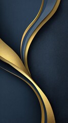 Wall Mural - elegant dark blue and gold abstract background with flowing curves and textured surface for luxury d