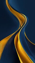 Wall Mural - elegant flowing curves of gold and navy blue fabric create a luxurious abstract background with a se