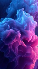 Wall Mural - abstract fluid art background with vibrant blue and pink hues creating a dreamy, ethereal smoke effe