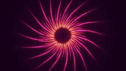 Wall Mural - Concentric, pink radial pattern with a dark circle center on a dark background