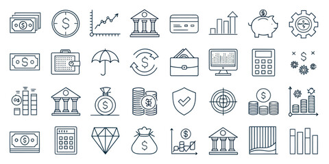 Wall Mural - Monochrome Editable Stroke Vector Line Icon Set

