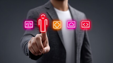person selecting digital options