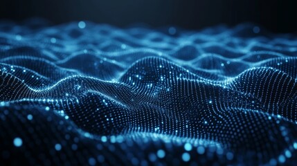 Wall Mural - futuristic abstract mesh wave with glowing connecting points and lines, representing digital data fl