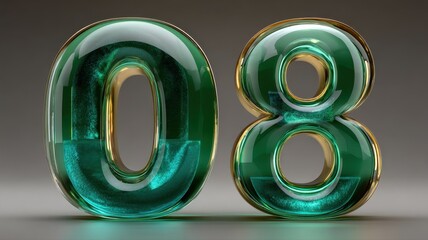 Wall Mural - green and gold number design for modern decoration and branding