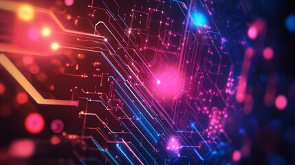 Wall Mural - futuristic digital technology background with glowing network connections, abstract data streams, an