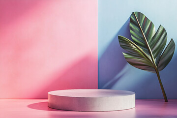 Wall Mural - 3d render colorful minimalist podiums on vibrant background designed with generative ai
