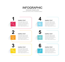 Aufkleber - Infographic 6 options design elements for your business data. Vector Illustration