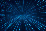 Futuristic glowing blue tunnel with abstract light patterns.