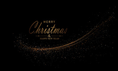 Wall Mural - Isolated Christmas design component, shiny arc with tinsel on black background.