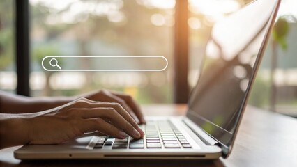 Searching Browsing Internet Data Information Networking Concept, Businessman using a search box for information on the Internet. finding data, information.