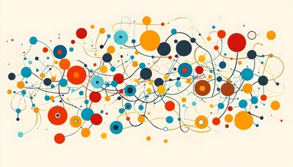 Colorful abstract network design with interconnected circles.