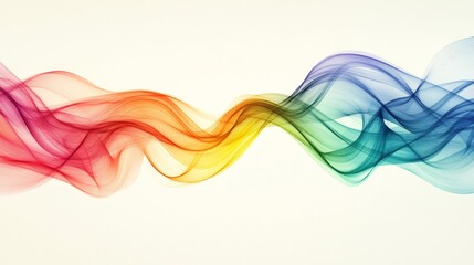 Poster - Colorful wavy lines blending into each other, creating a smooth gradient effect against a light background, evoking a sense of fluidity.