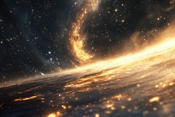 Wall Mural - journey through distant star fields exploring vibrant cosmic landscapes and glowing celestial phenom