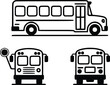 © Muhammad Salman  - School bus line art illustration featuring side front and rear views perfect for educational materials transportation design or children's books showcasing simple bus iconography, silhouette