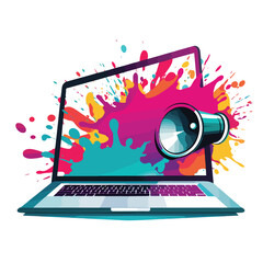 Wall Mural - modern computer and megaphone icon on a white background for professional use
