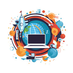 Wall Mural - professional flat illustration of communication design media icon for business use
