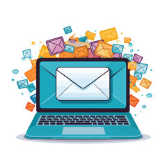 Wall Mural - modern computer and message envelope icon vector illustration for graphic designs