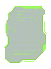 Wall Mural - Showing polygonal HUD interface on transparent canvas, highlighting neon green grid lines and code