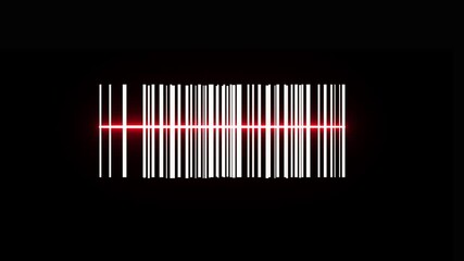 Laser beam barcode scanner 4k video. Barcode being scanning. close-up of a barcode scan. Scanner icon neon animation.