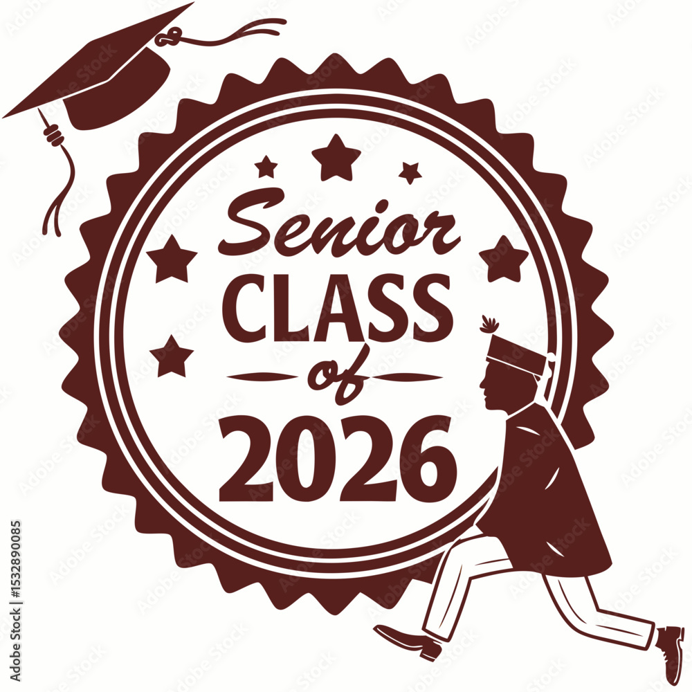 Senrior Cap Vector Senior class of 2026 graduation design graduate cap Stock Vector ...