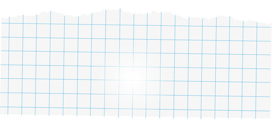 Wall Mural - Torn graph paper fragment is showing flat design with blue grid lines and transparent background