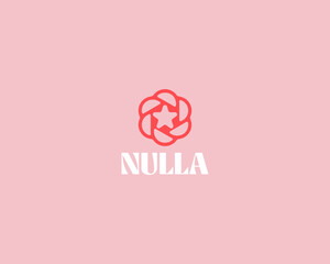 Wall Mural - a star logo in negative space. creative flower shutter icon. award symbol. creative leader success v