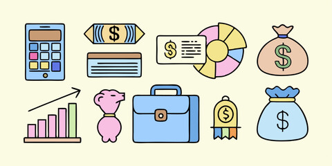 Wall Mural - a flat vector icon set of cosmetic products for business and web design