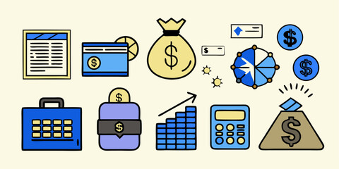 Wall Mural - a collection of vector web icons for business, communication, and technology